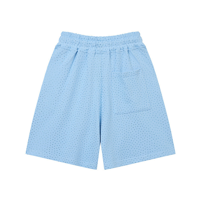 Sp5de five-inch shorts with full-on rhinestone hot-fix design