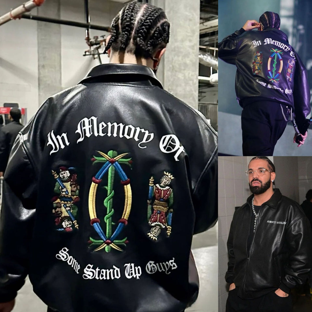 Biker Leather Jacket featuring King and Queen of Spades Motifs