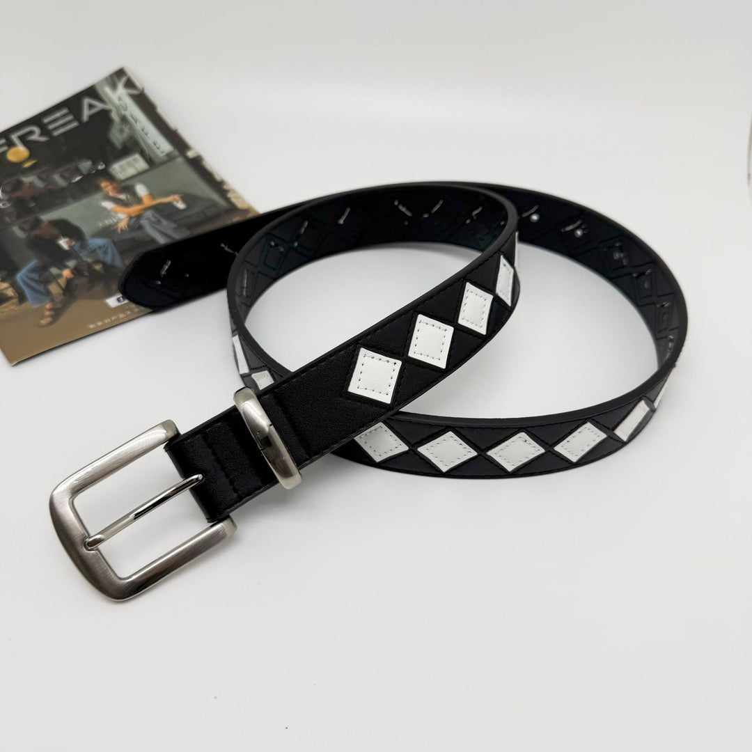 Minimalist Checkered Leather Belt
