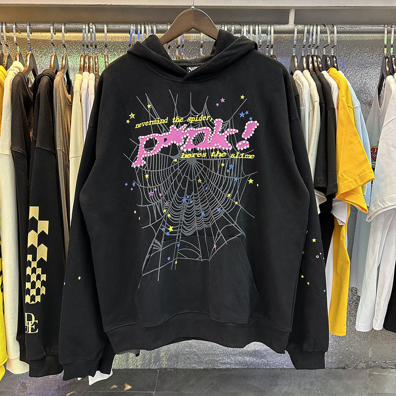 Y2K Sp5der Letter Print 555 Hoodie