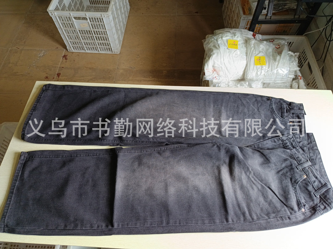 Y2K irregular design straight leg denim jeans for women