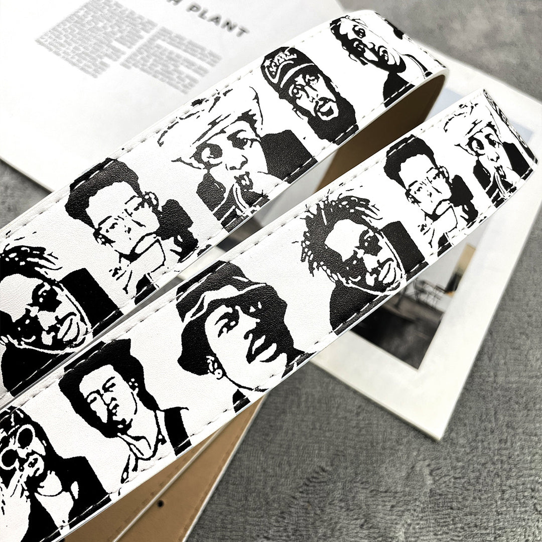 Retro ERD Portrait Hand-Painted Leather Belt
