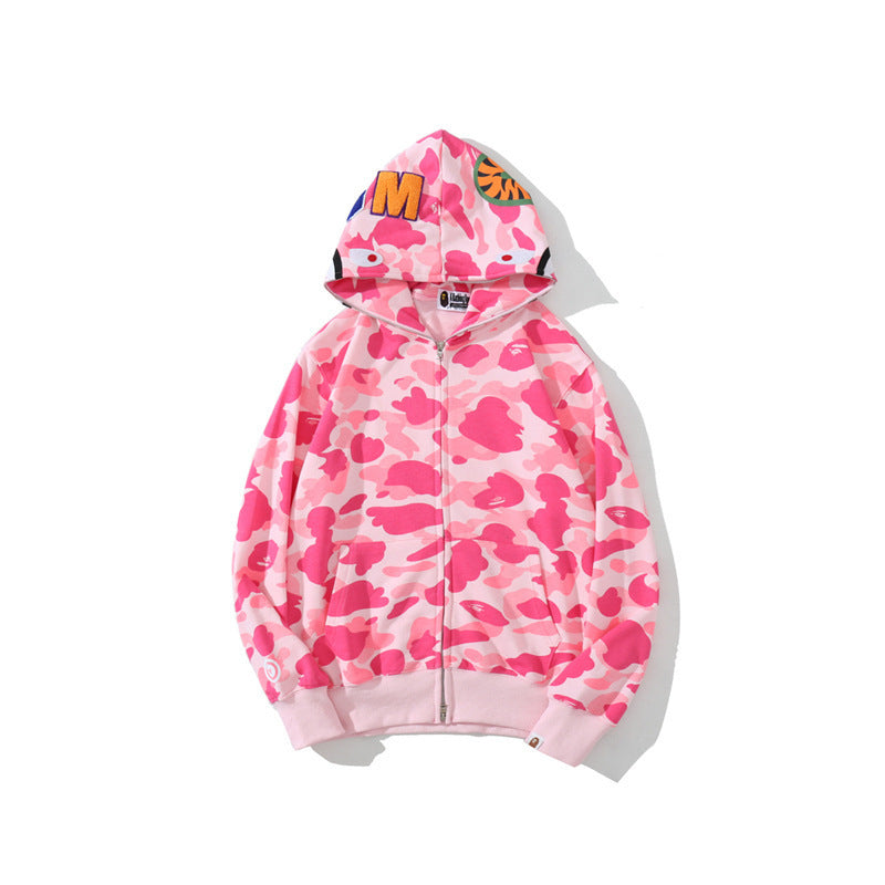 BAPE Shark camouflage hooded cardigan jacket