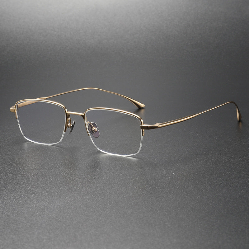 Retro half-rim pure titanium eyeglass frames