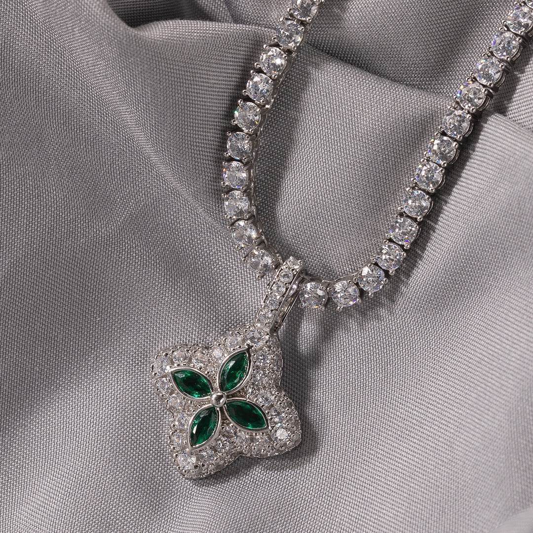 Cubic Zirconia Colorful Four-Leaf Clover Pendant
