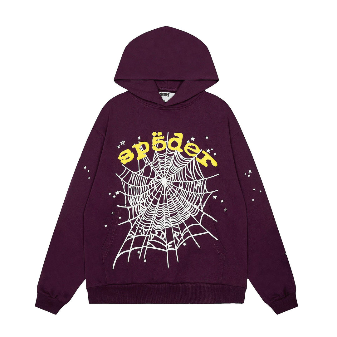 Sp5der 555555 star pattern hooded trousers and sweatshirt