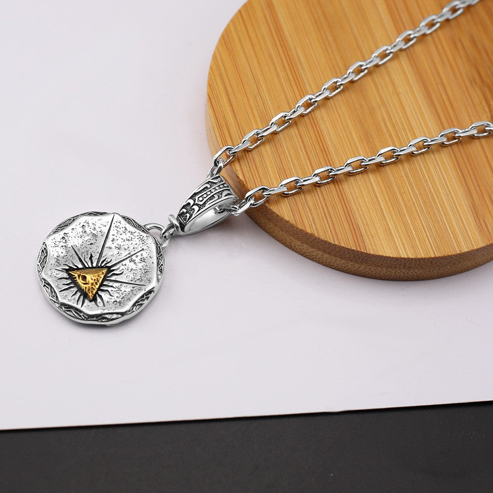 Retro style triangle plated 24k gold coin necklace