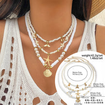 starfish necklace shell rice bead gravel necklace