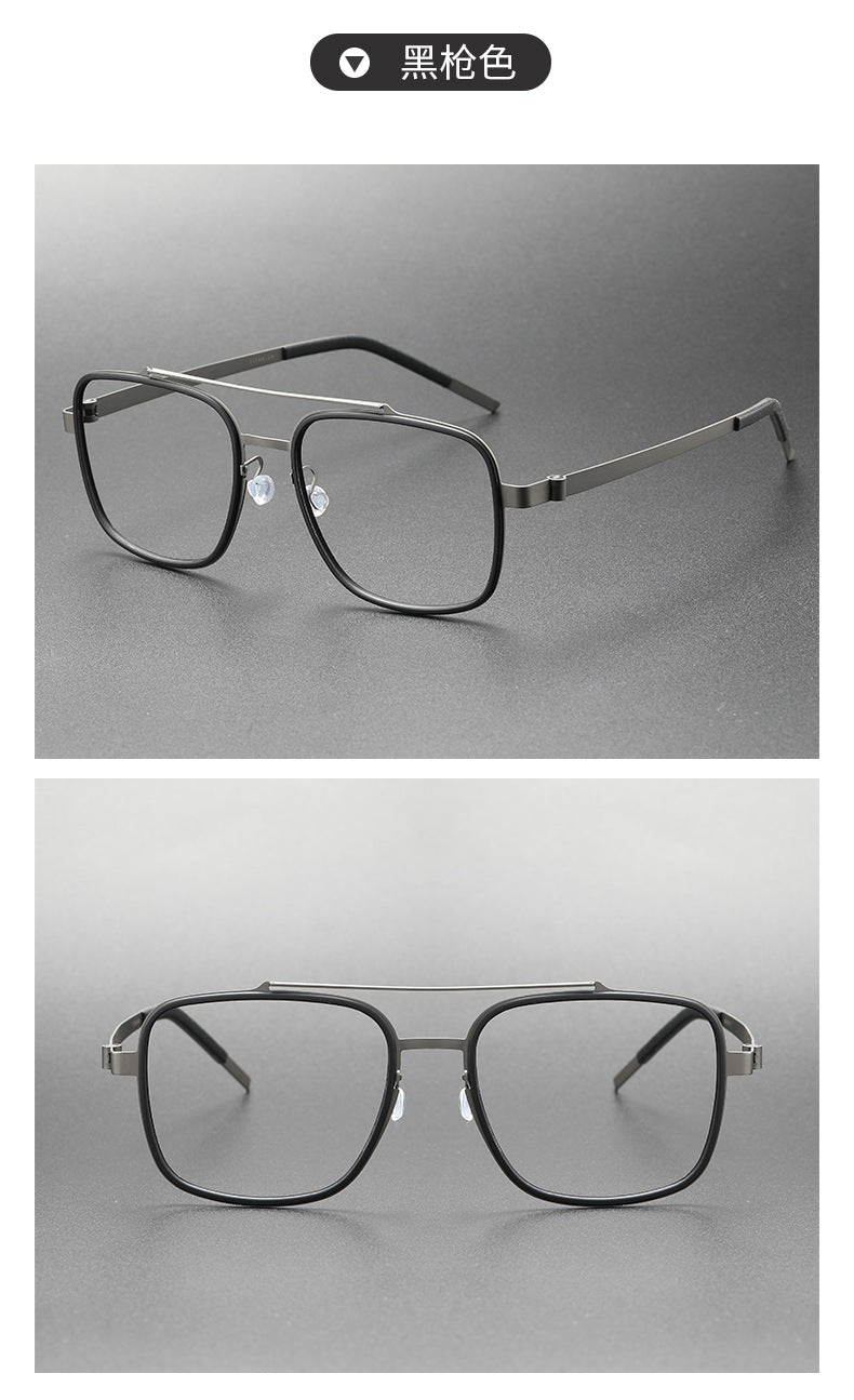 Double-bridge large square screwless welded eyeglass frame