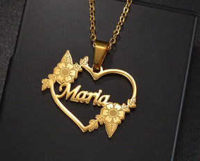 Hollow Love Customized Name Necklace Laser Marked Clavicle Chain