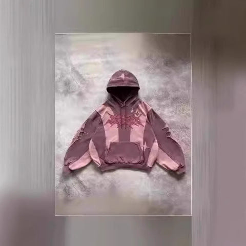 Y2K Star Pattern Patchwork Hoodie