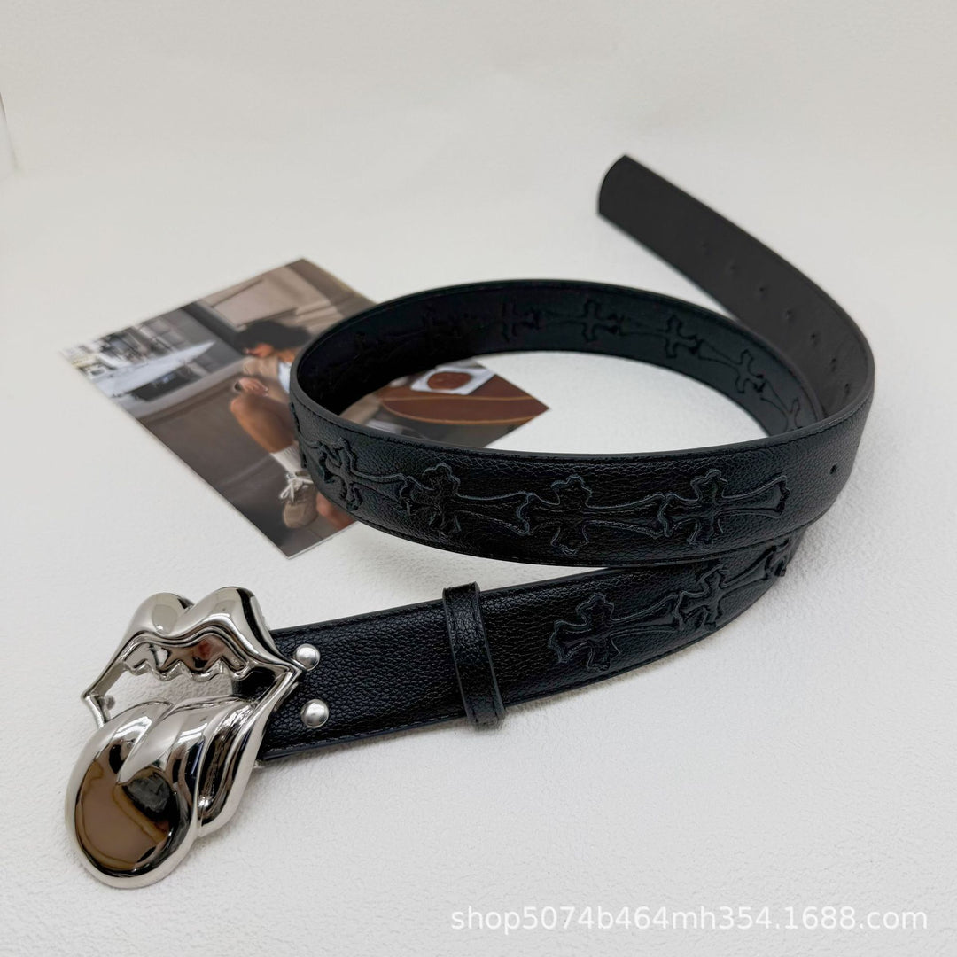 Chrome Hearts Cross-Motif Classic Leather Belt