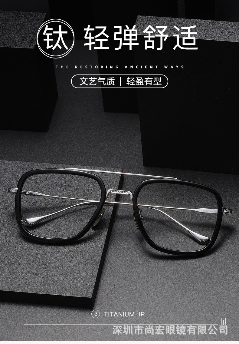 Iron Man Glasses Square Frame Double Bridge Large Frame
