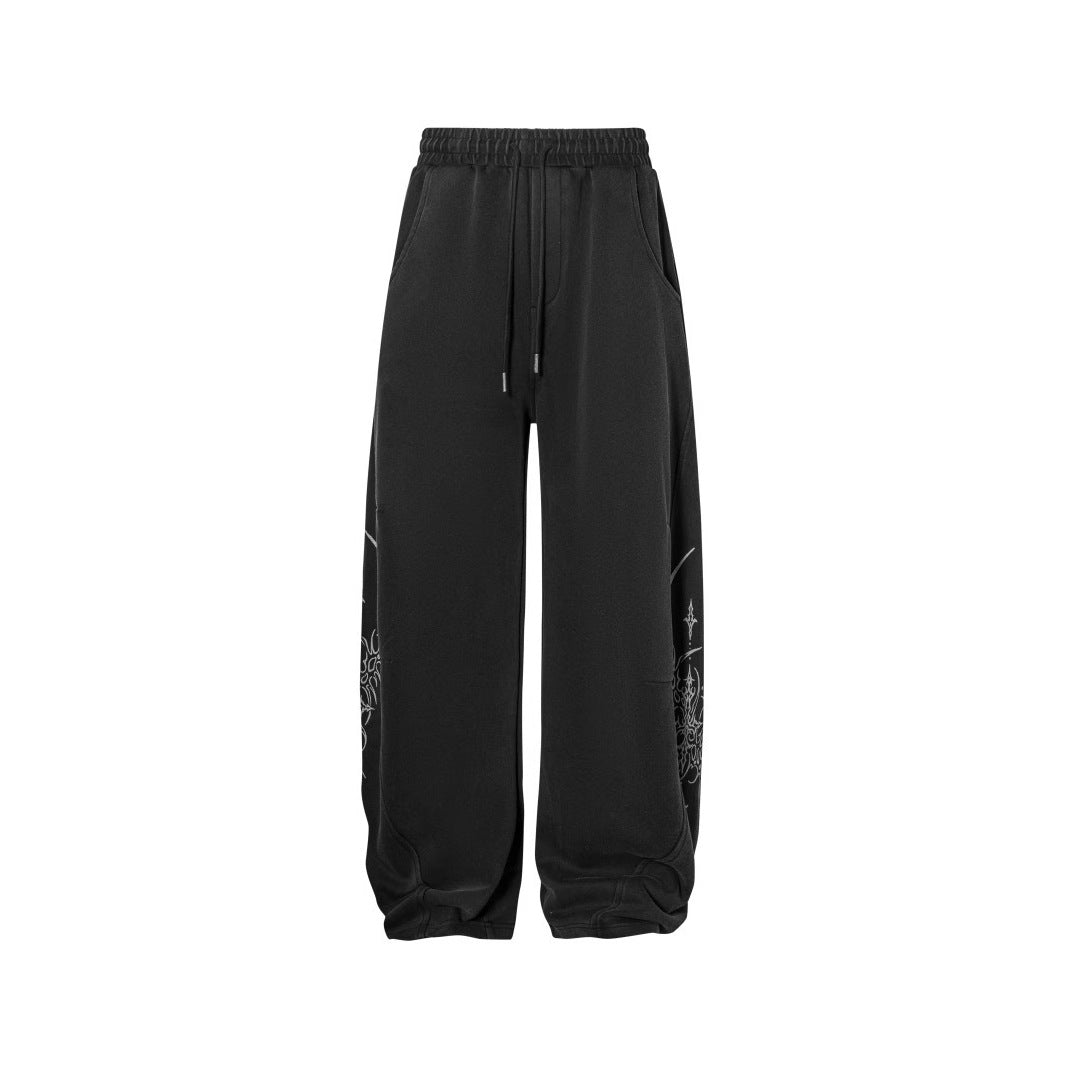 Hand-Painted Gradient Embroidered Sweatpants