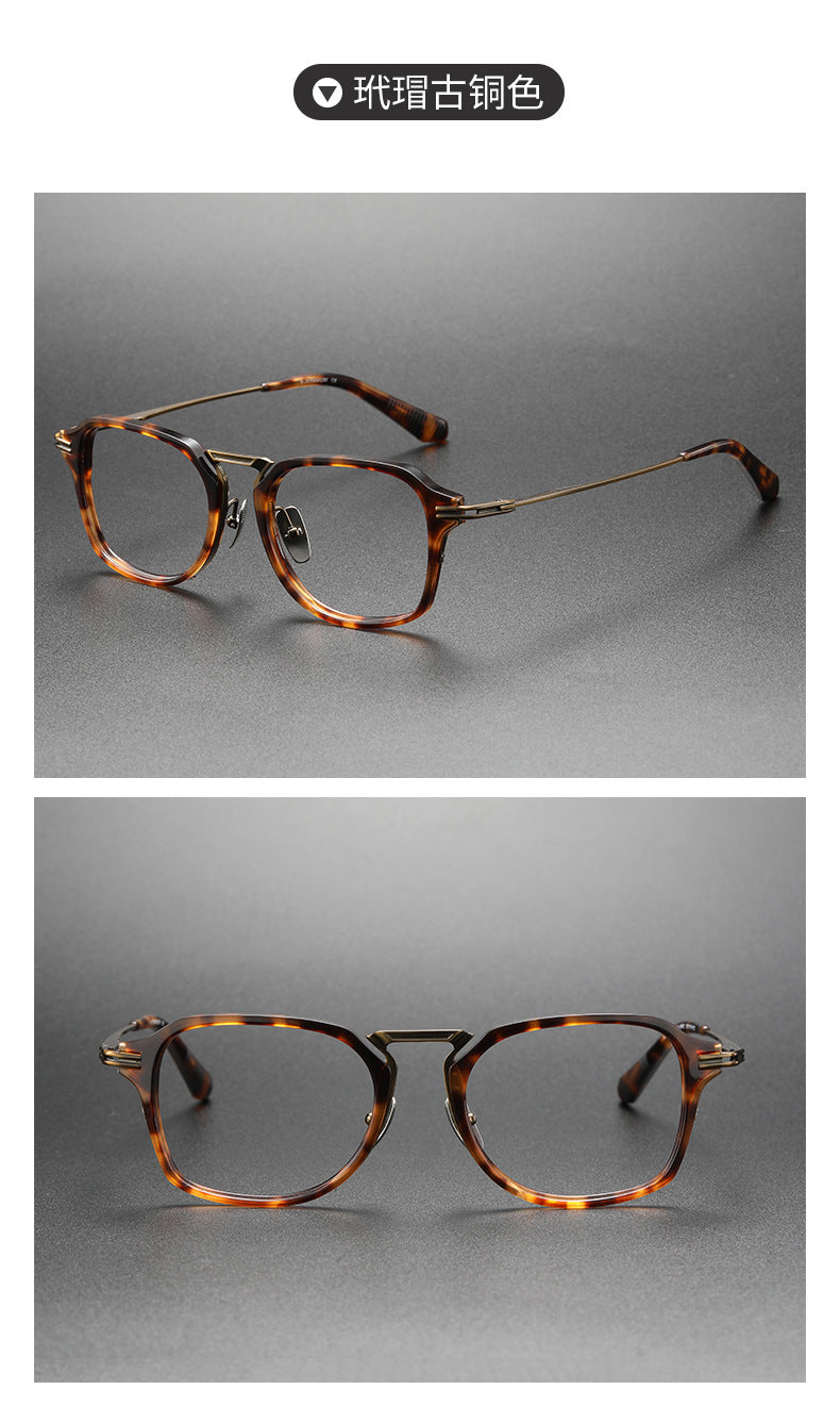 Handcrafted retro square acetate eyeglass frame