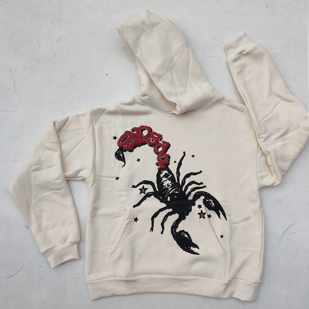 Sp5der fleece-lined hoodie with spiderweb print.
