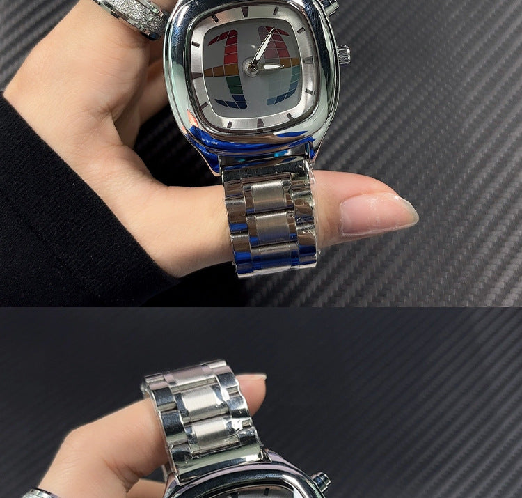 Y2K retro steel band deformable digital dynamic watch