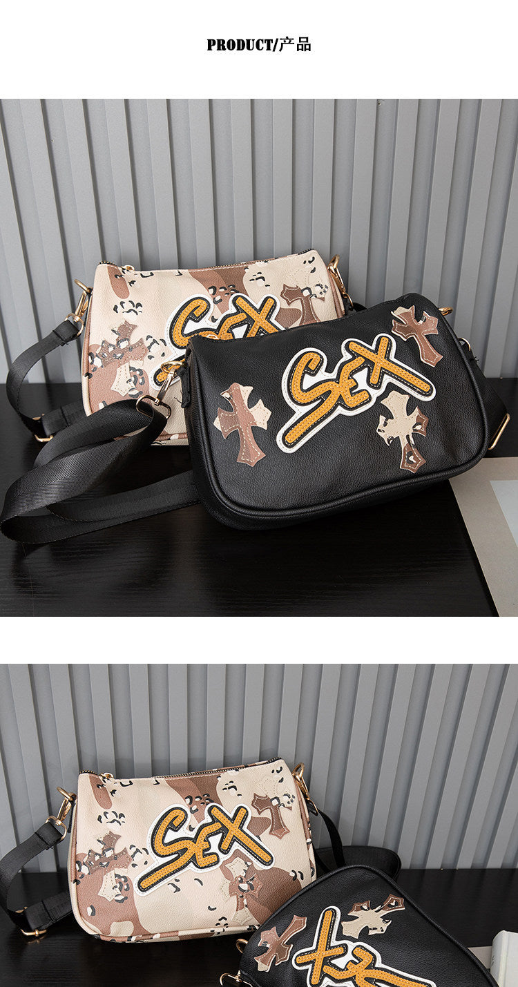 Chrome Hearts cross camouflage PU leather crossbody bag