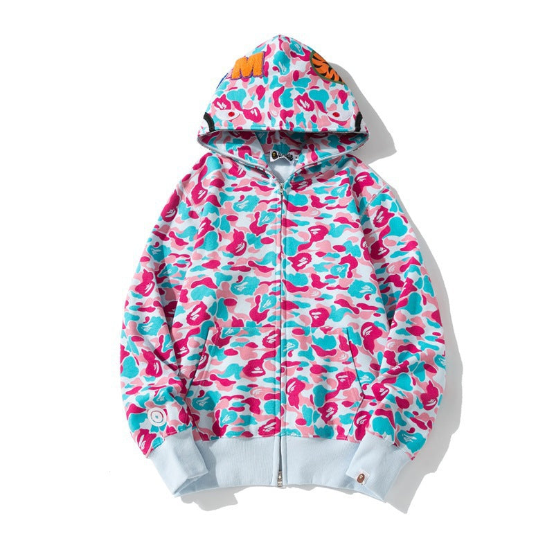 BAPE Shark camouflage hooded cardigan jacket
