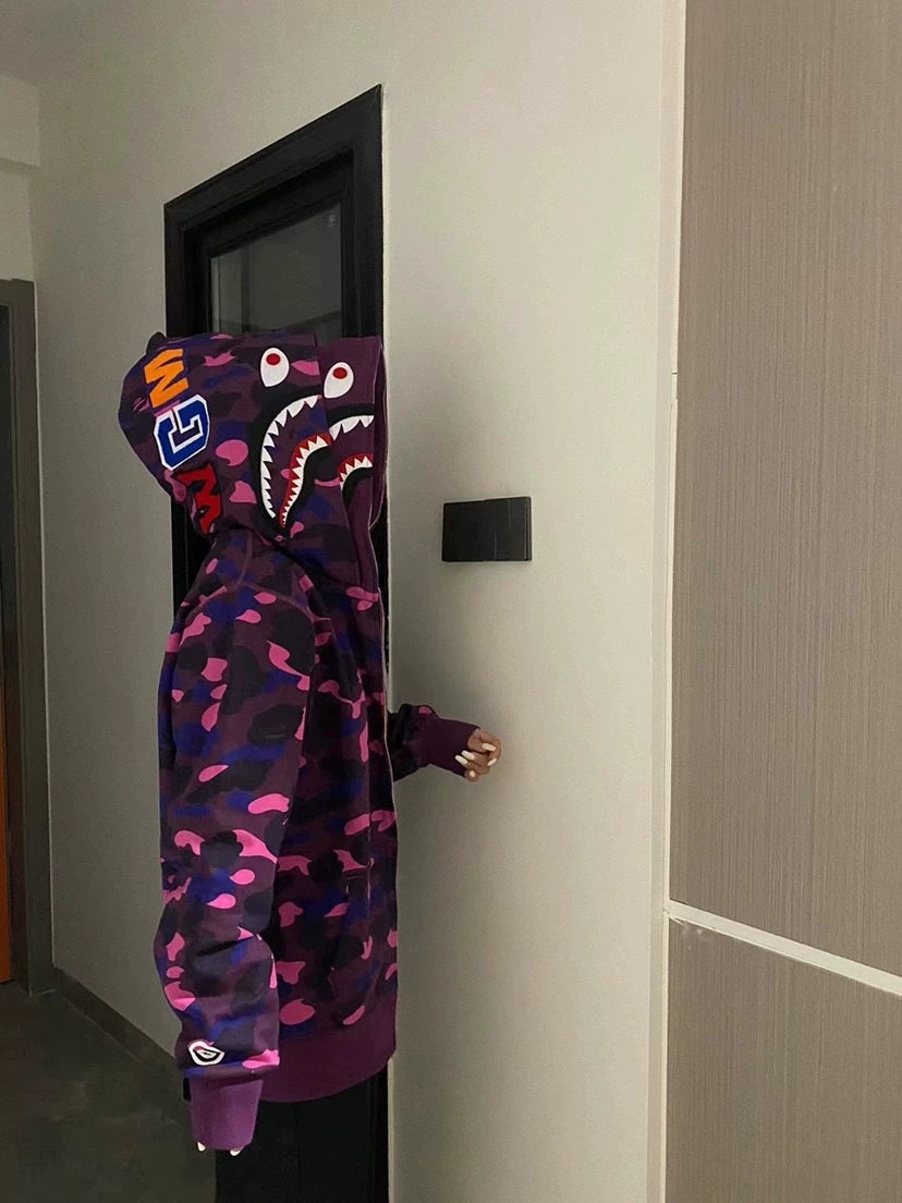 BAPE Shark head camouflage zip-up jacket