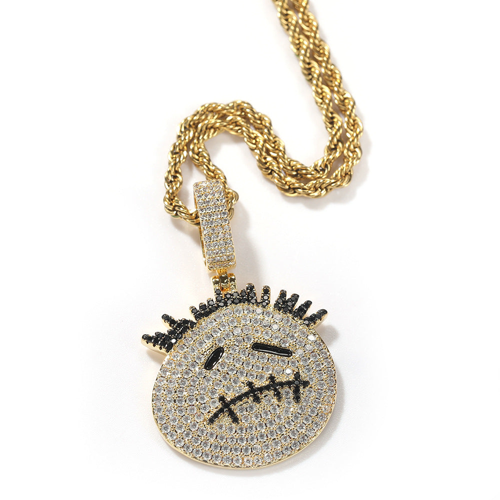Hip-hop cartoon zircon spiky-head avatar necklace