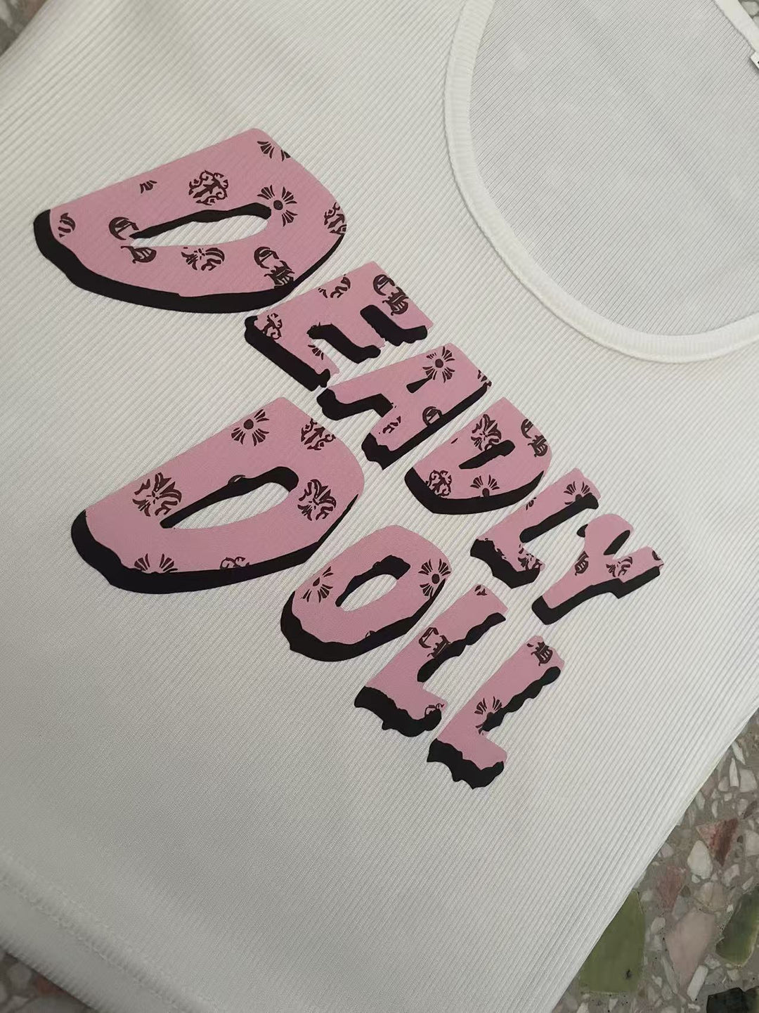 Chrome Hearts Sexy Letter Print U-Neck Tank Top