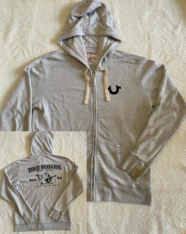 TRUE RELIGION Letter Print Zipper Hoodie