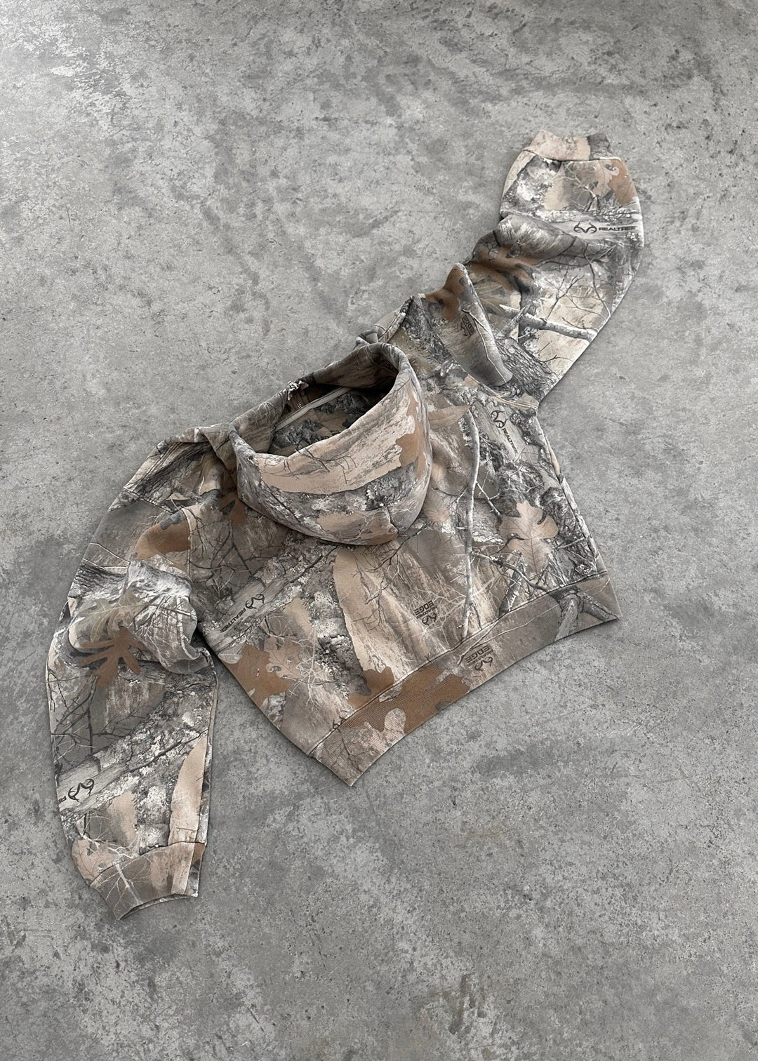 Y2K camouflage leaf hip-hop hoodie.