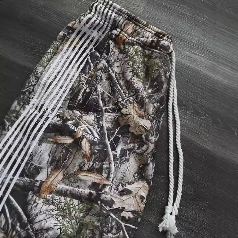 Y2K Branch Print Striped Pants