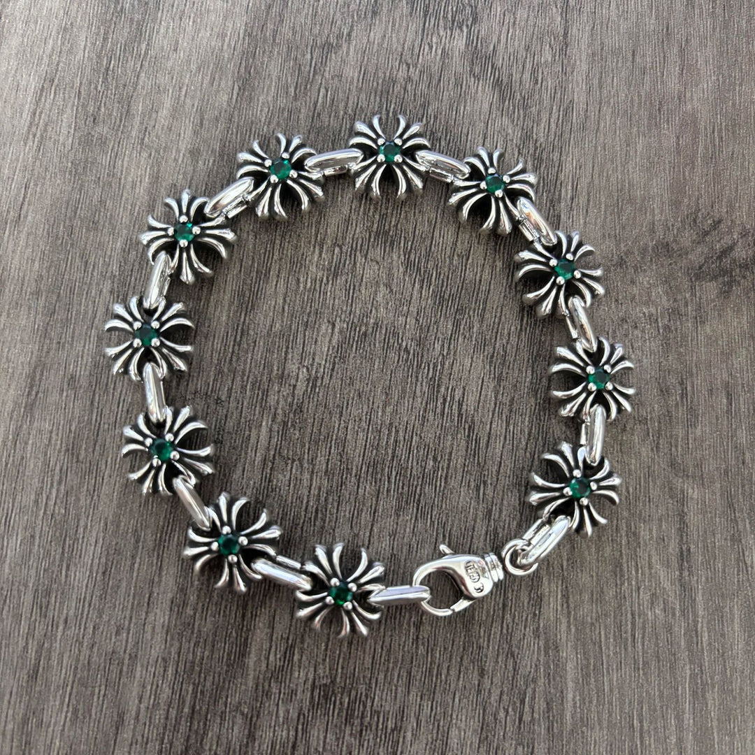 Chrome Hearts Cross Flower Fishhook Buckle Diamond inlaid Bracelet