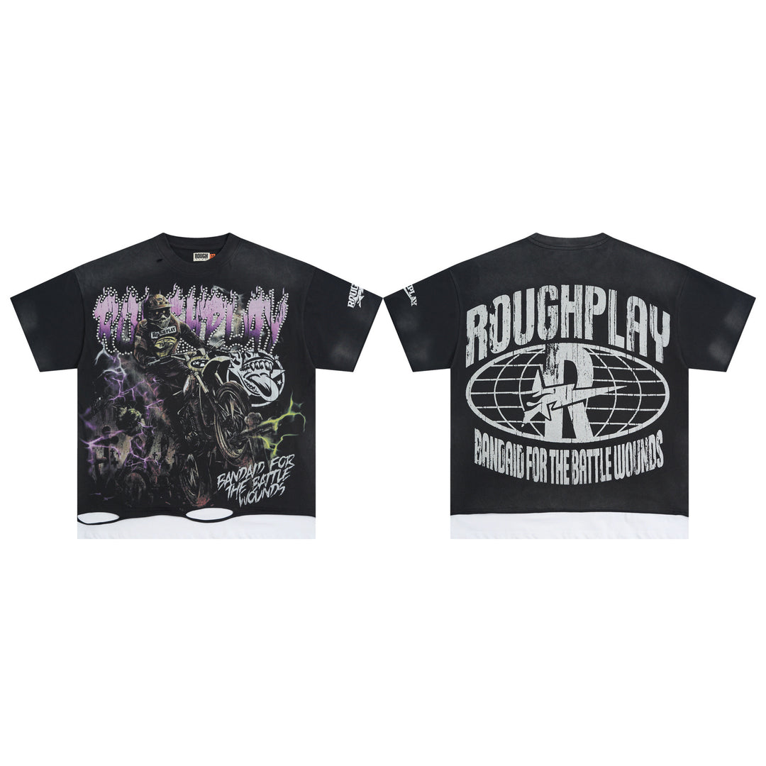 RoughPlay NYC Distressed, Ripped, and Sparkling Short-Sleeve T-Shirt