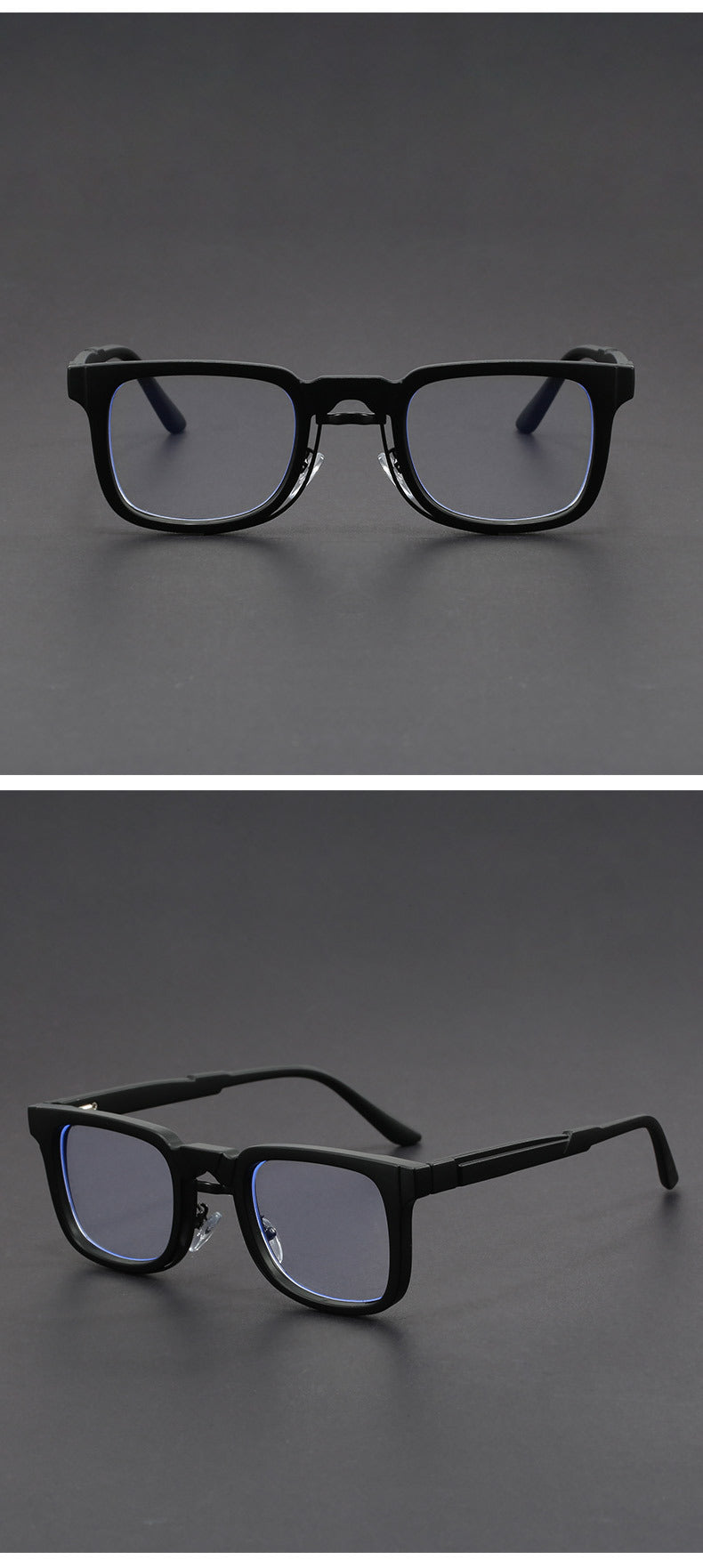 Retro European and American Square Sunglasses with Spring Temples