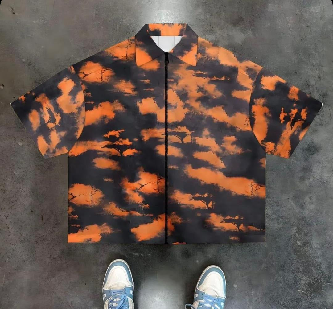 3D Digital Print Men's Zipper Shirt