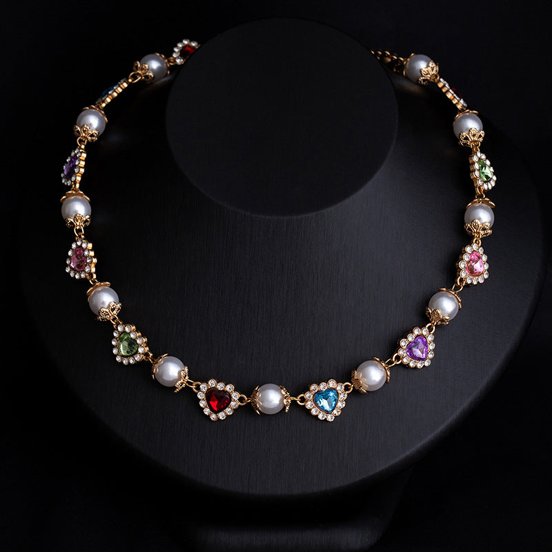 Rhinestone & Pearl Jewelry Set: Bracelet, Necklace, and Waist Chain