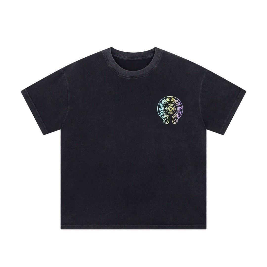 Chrome Hearts Summer Embroidery Print Cotton T-Shirt Short-Sleeve