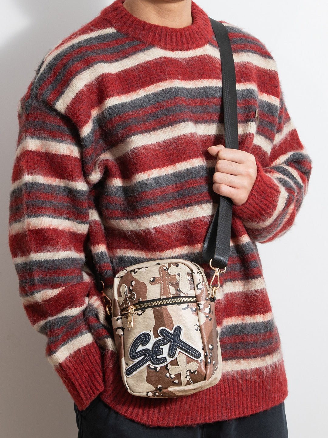 Chrome Hearts camouflage cross sports PU leather shoulder bag