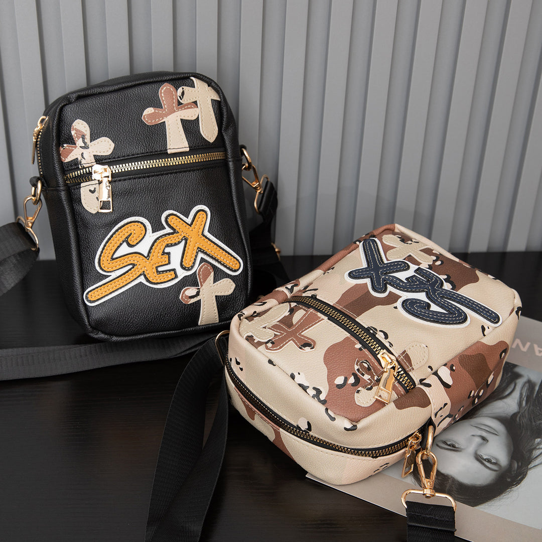 Chrome Hearts camouflage cross sports PU leather shoulder bag