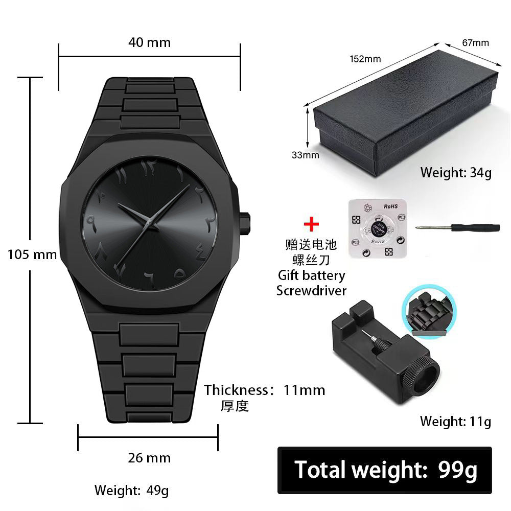 Sports-Style Waterproof Plastic Watch with Arabic Numerals
