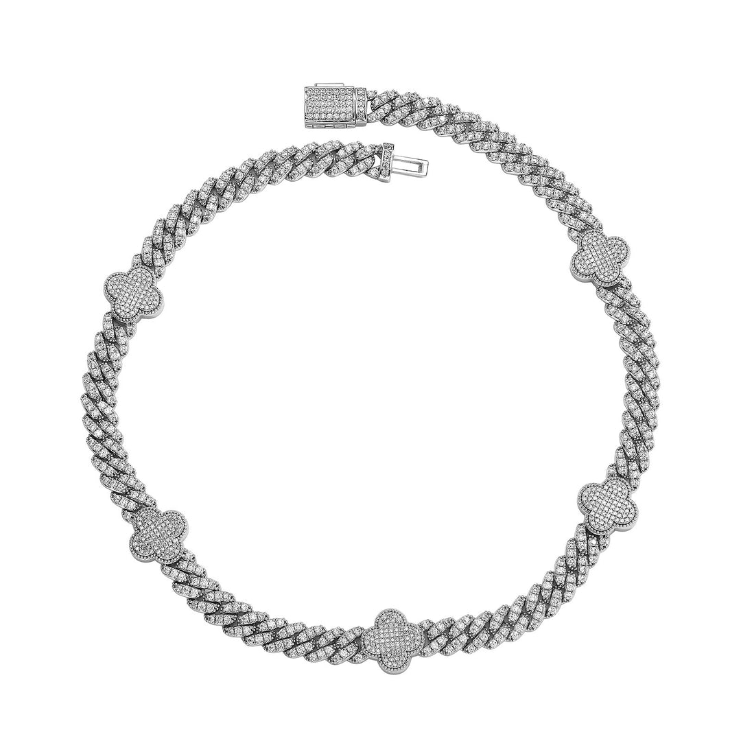 Hip-hop four-leaf clover zircon chain, tennis chain.