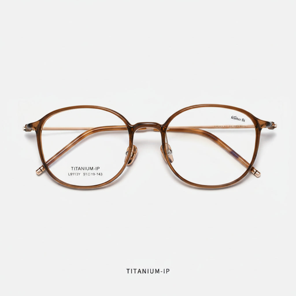 Oval ultra-light pure titanium face-slimming glasses