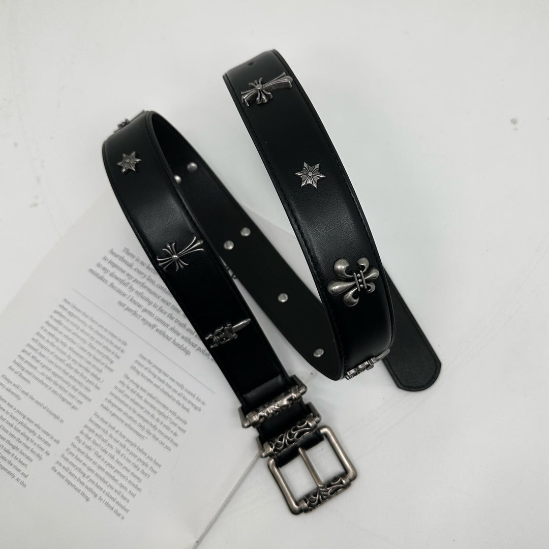 Chrome Hearts-Style Roller Stud & Sacred Sword Belt