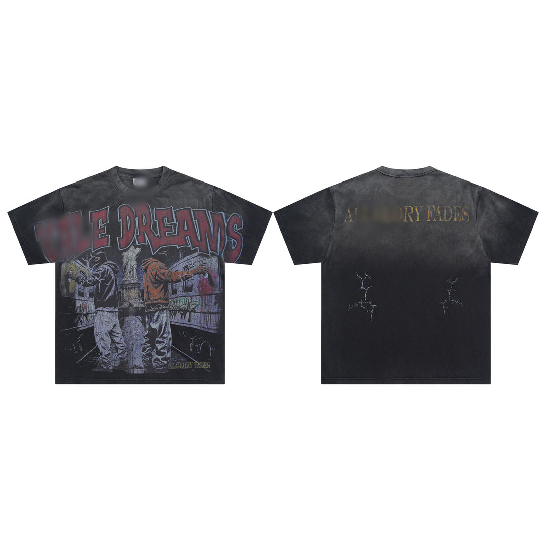 VAL Washed and Distressed Streetwear T-Shirt