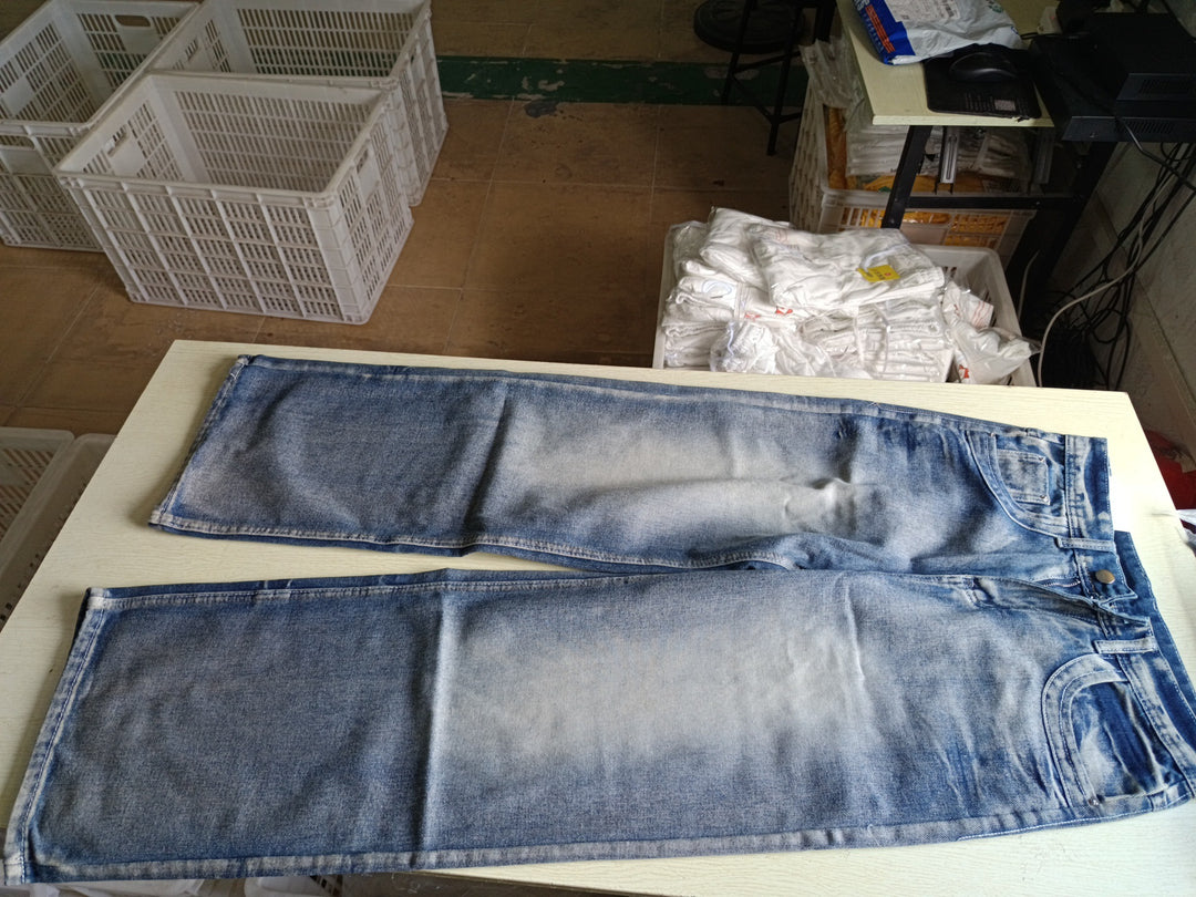 Washed High-Waisted Floor-Length Wide-Leg Jeans for Women