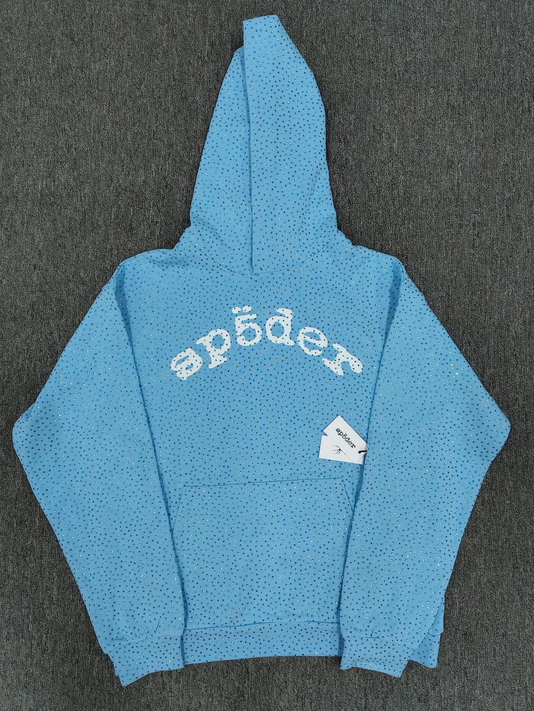Multi-color full-hot rhinestone Sp5der spider web hoodie