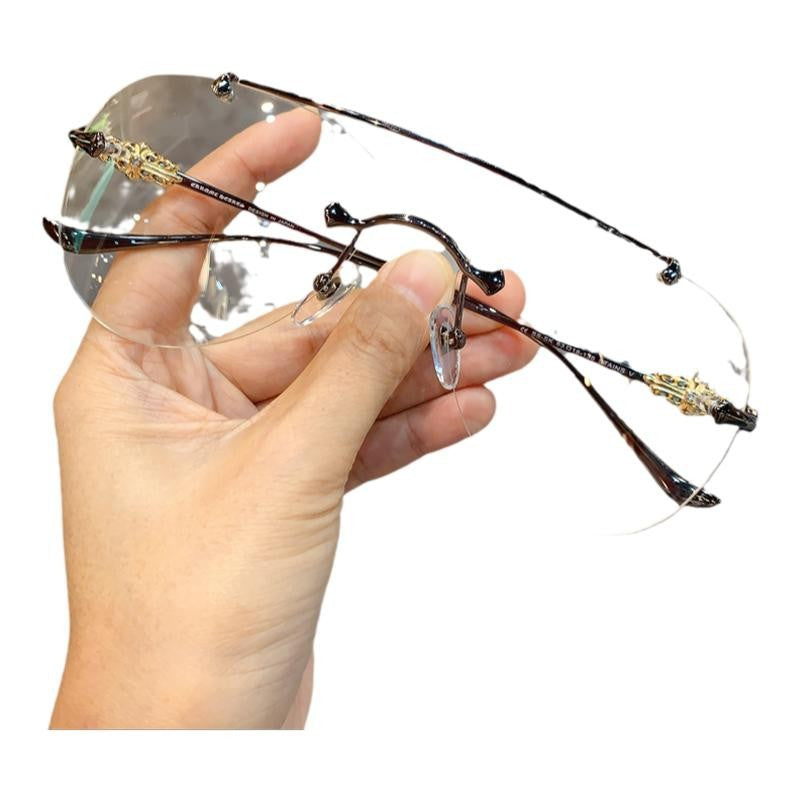 Chrome Hearts Rimless Prescription Goggles Wide-Fit Aviator Eyewear