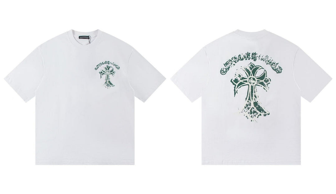 Chrome Hearts Summer Embroidery Print Cotton T-Shirt Short-Sleeve