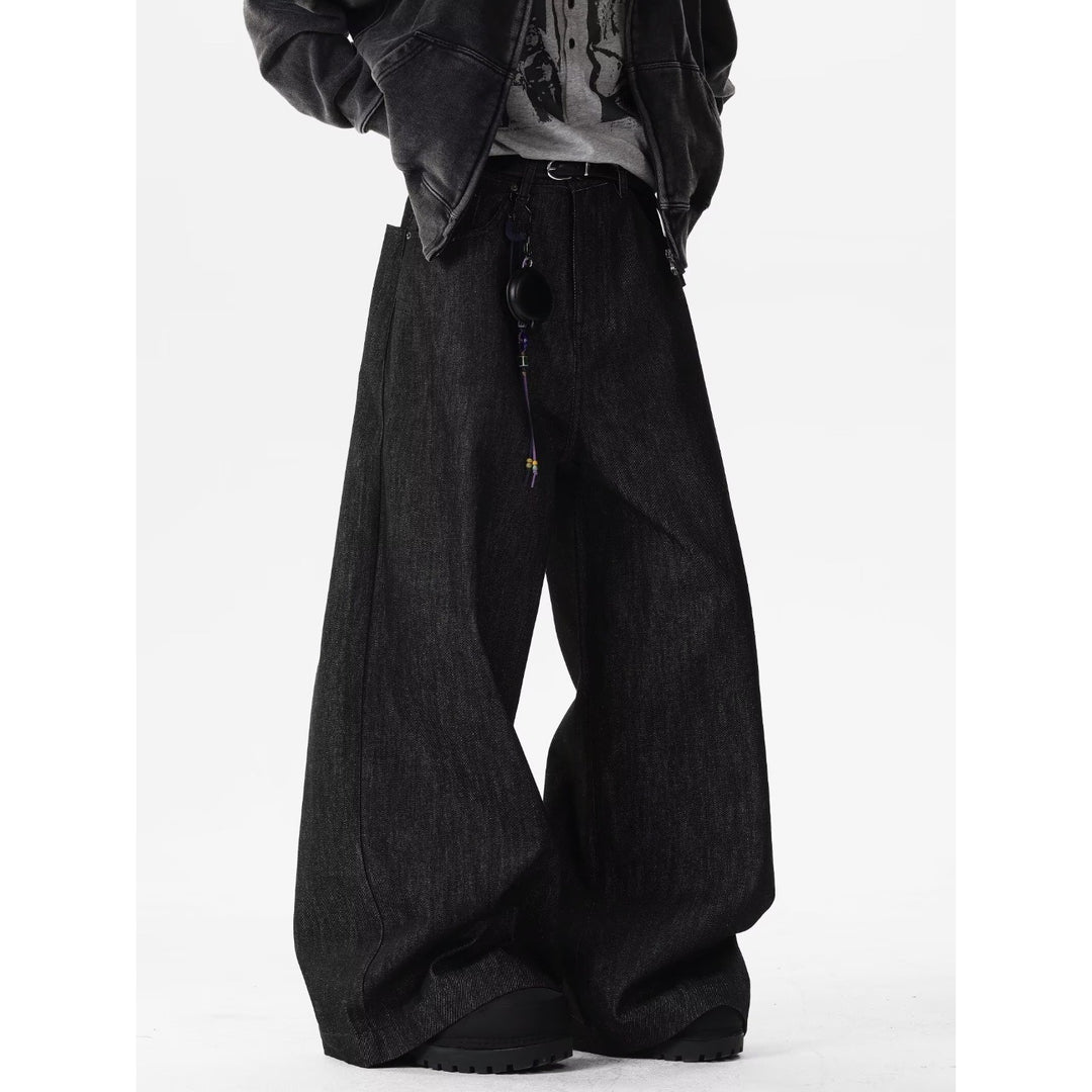 Red dragon embroidered curved blade jeans