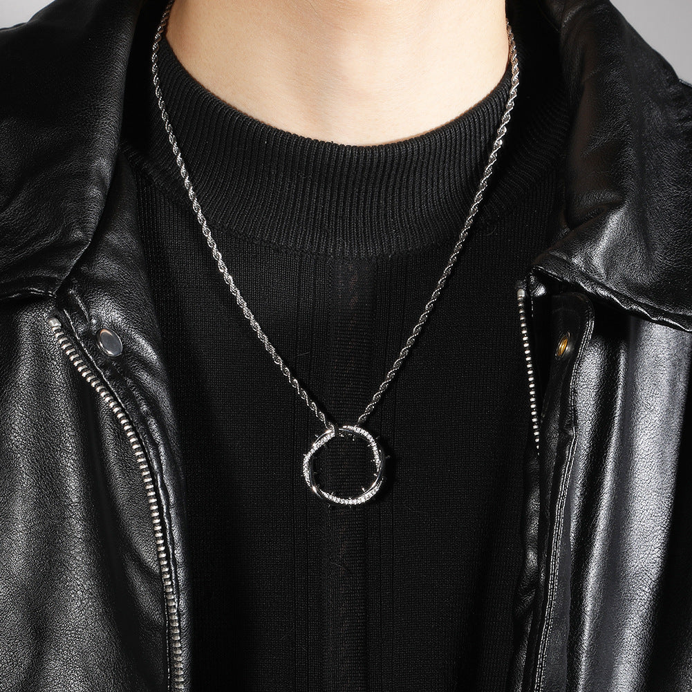 Retro copper with zircon, thorn crown pendant necklace