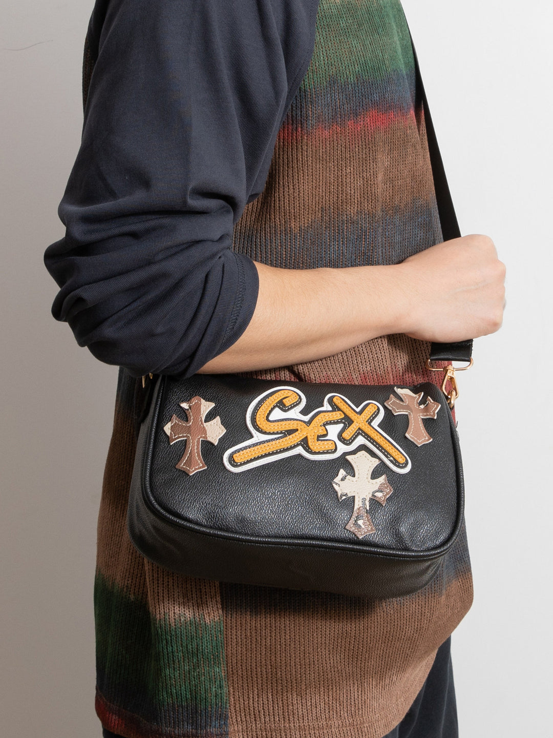 Chrome Hearts cross camouflage PU leather crossbody bag