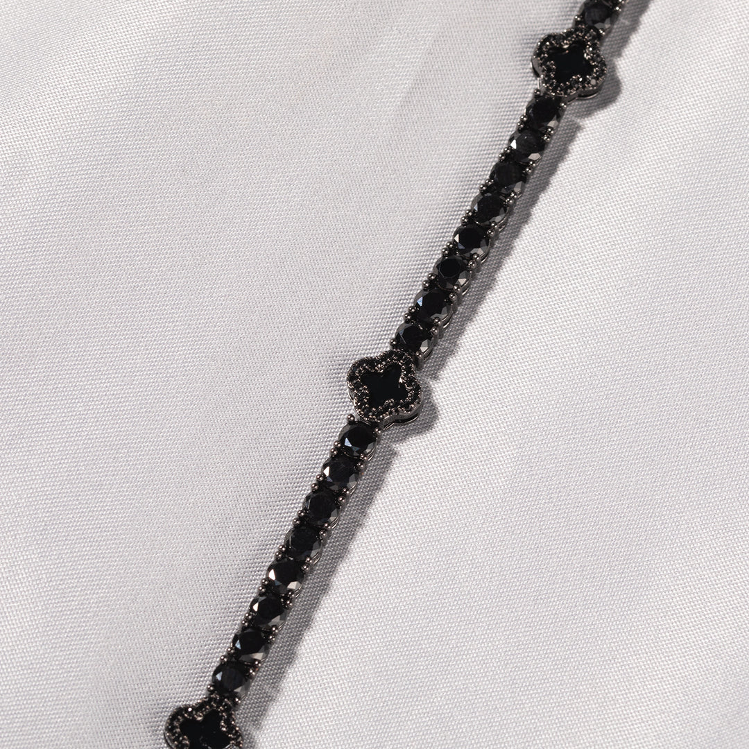 Black Four-Leaf Clover Tennis Chain 4mm Zircon Bracelet